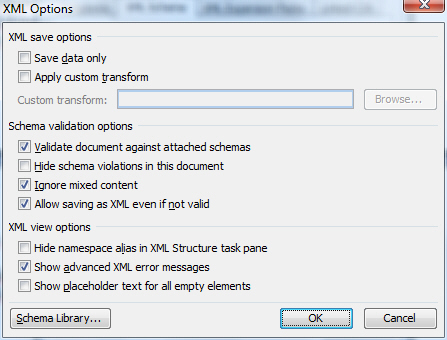 Figure 6 – Dialog for setting XML data