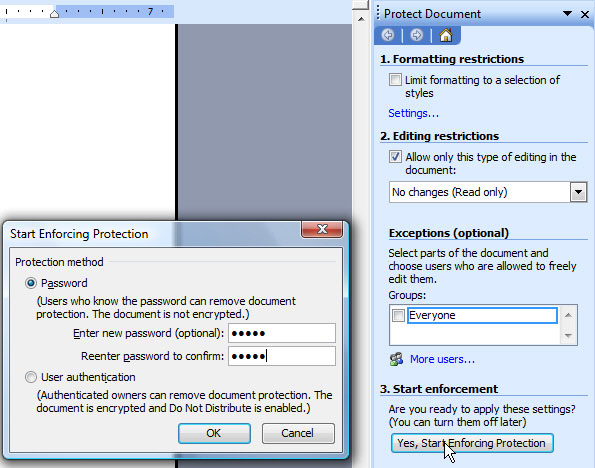 Figure 9 – Settings for read-only mode